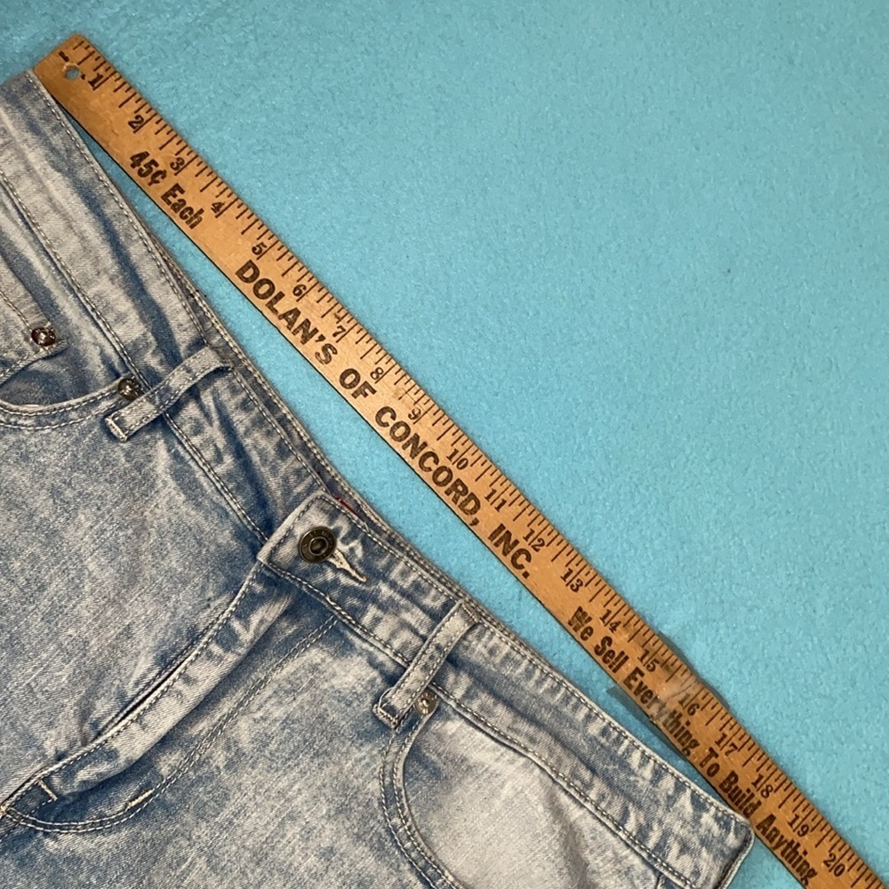 M B X denim slim fit distressed jeans zipper fly 5 pockets stretchy size 36 X 30 - Picture 10 of 15